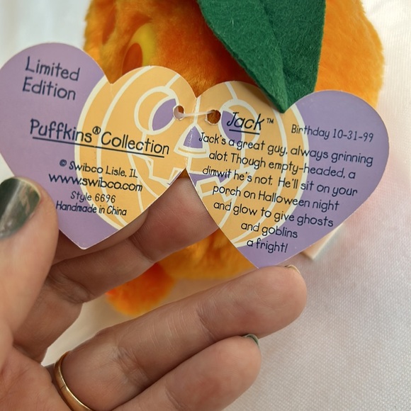 NWT Puffkins Jack the Pumpkin plush Halloween season limited edition collectible - Picture 6 of 12